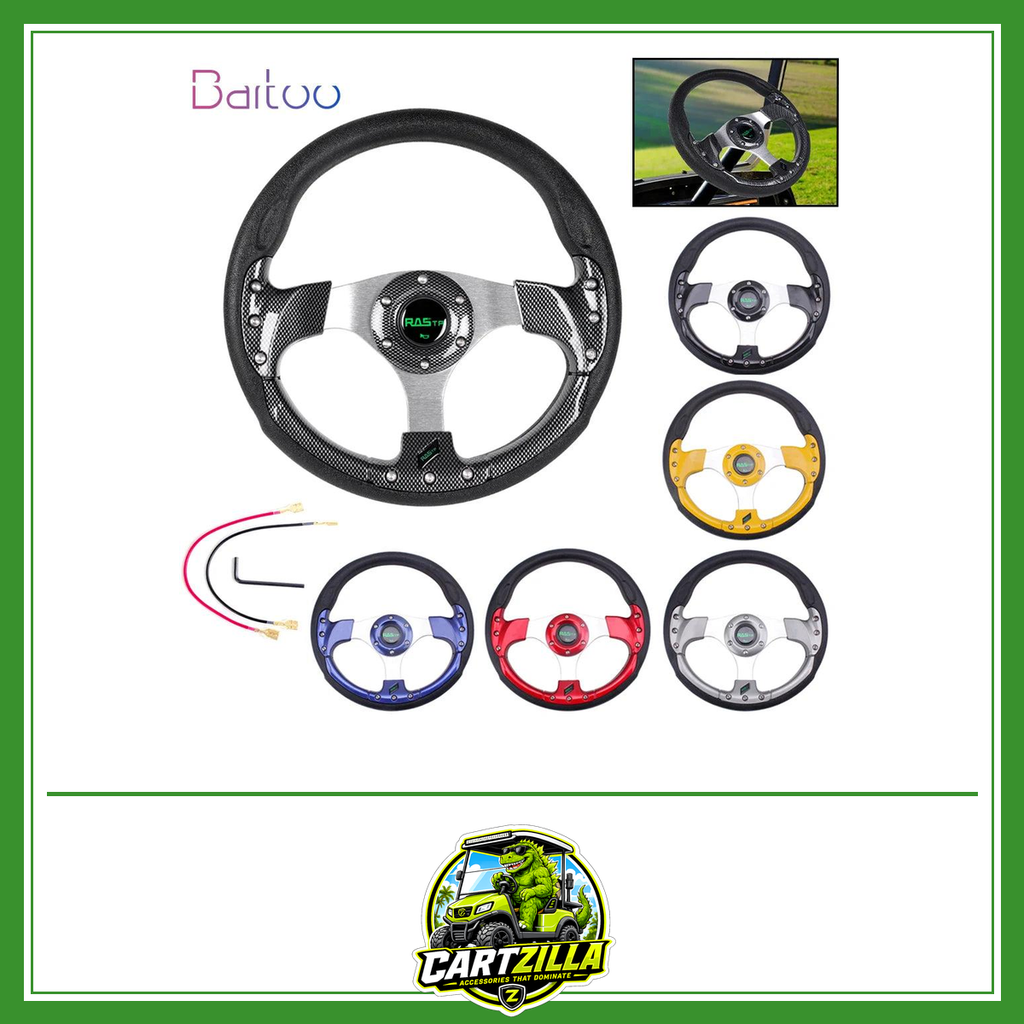 13 Inch 320mm Golf Cart Steering Wheel – PU Leather, Universal 5/6 Hole-Golf Cart Steering Wheel-Cartzilla LLC