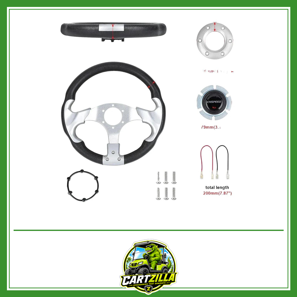 13 Inch 320mm Racing Style Steering Wheel for Yamaha Golf Cart & EZGO – Aluminum Alloy-Golf Cart Steering Wheel-Cartzilla LLC