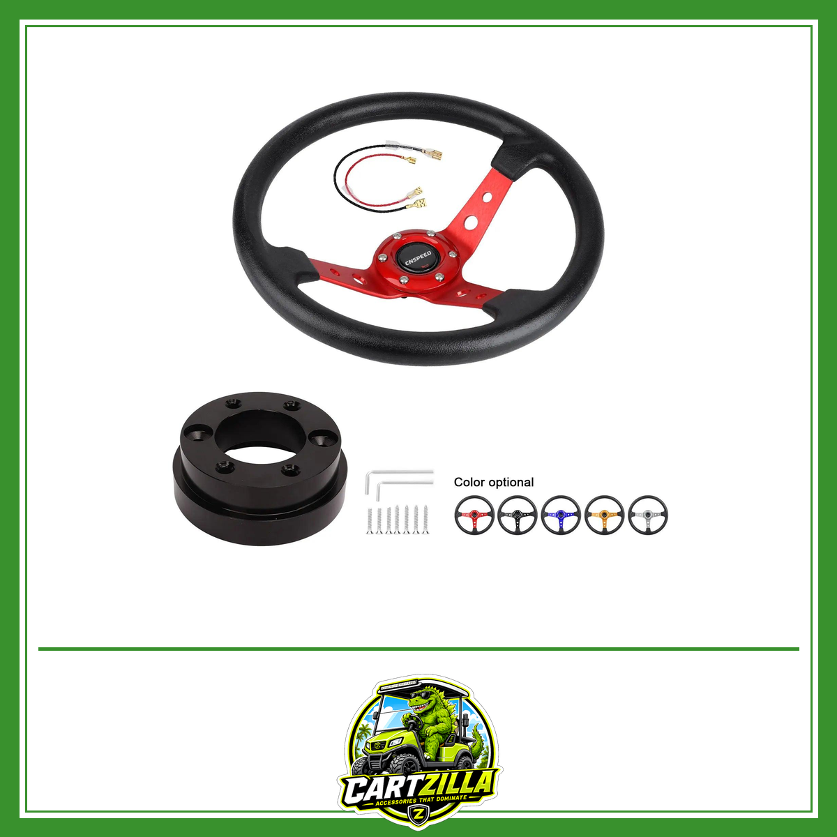 14 Inch 350mm PU Leather Racing Steering Wheel with 70mm PCD Adapter for Logitech G29 G920 G923-Golf Cart Steering Wheel-Cartzilla LLC