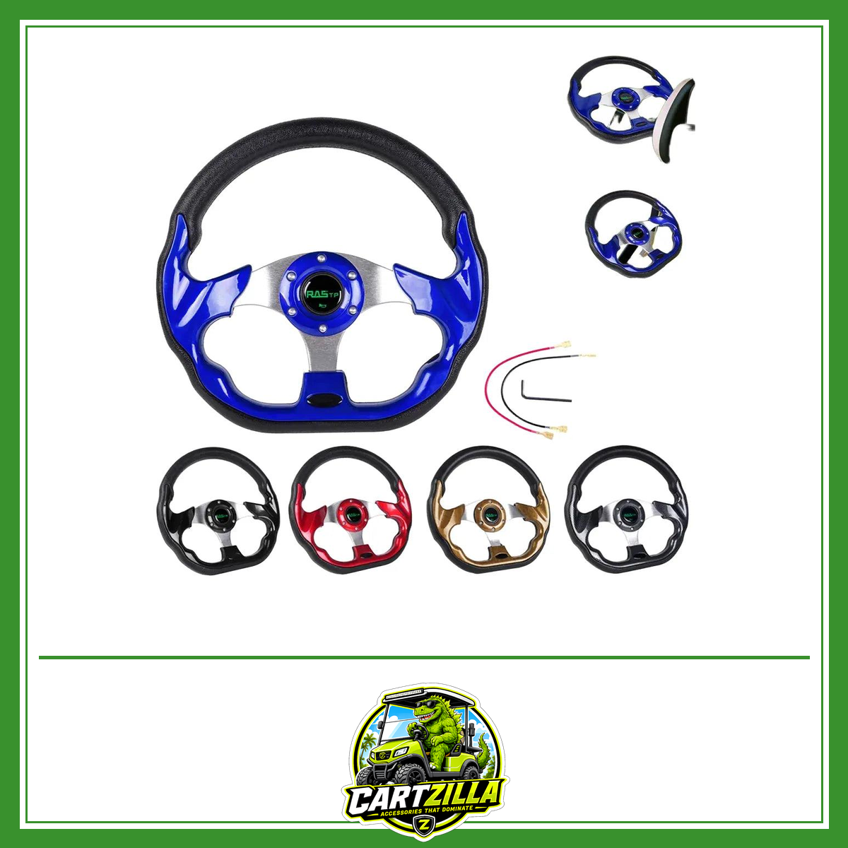 14 Inch 350mm Red Sport Racing Steering Wheel for Golf Cart – PU Leather, Universal Fit-Golf Cart Steering Wheel-Cartzilla LLC