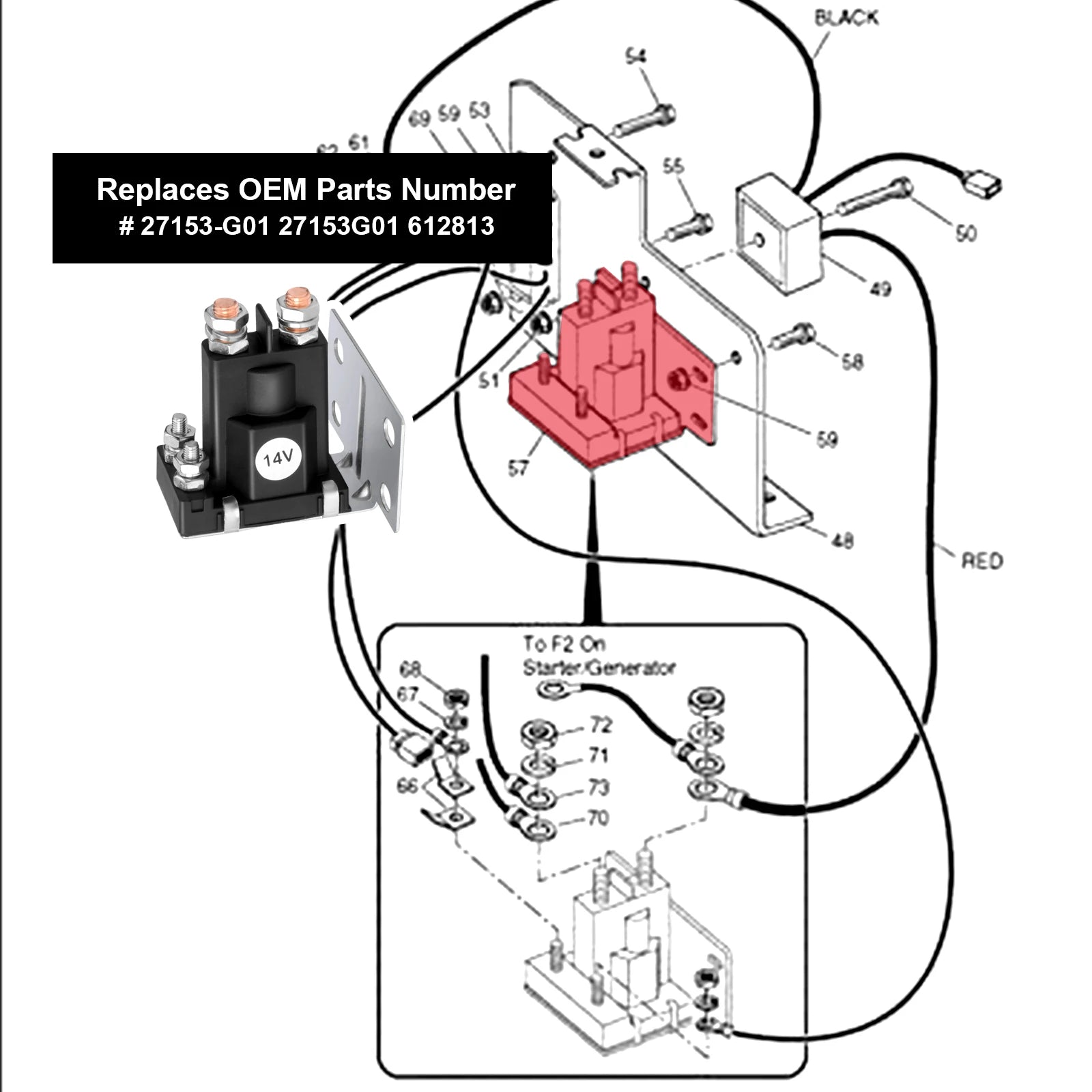 14V 200A 4 Terminal Solenoid | EZGO | 14V200A-Cartzilla Golf Cart Parts &amp; Accessories