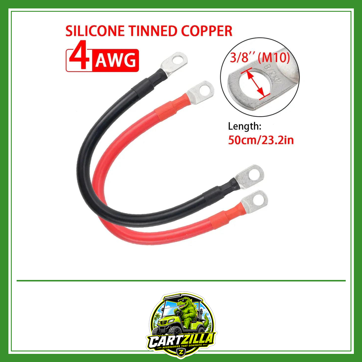 2/4AWG 30/50CM Battery Inverter Cable Set With Terminals Stranded Copper Cord Solar Power Connection Wire With Lugs-Cartzilla LLC