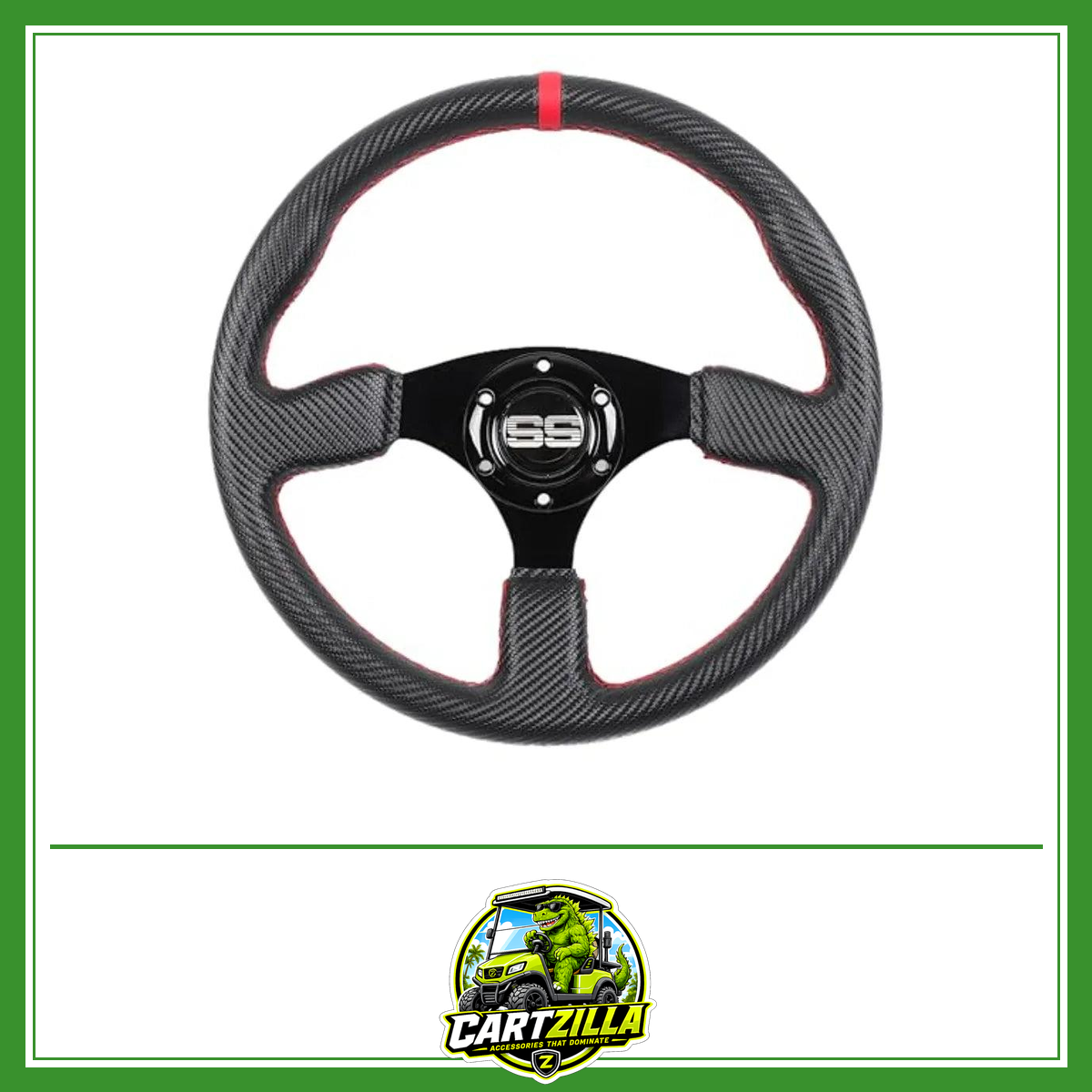 350mm Sport Racing Steering Wheel for Golf Cart – PU Leather, Universal 5/6 Hole-Golf Cart Steering Wheel-Cartzilla LLC