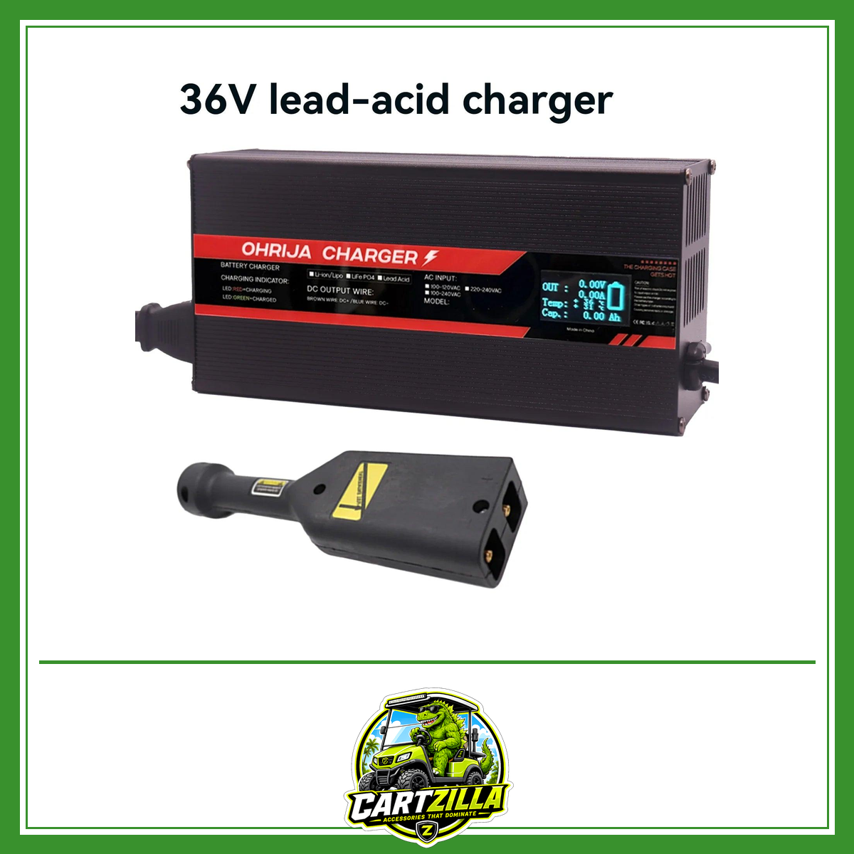 36V 18A Golf Cart Lead Acid Charger with Digital Display-Cartzilla LLC