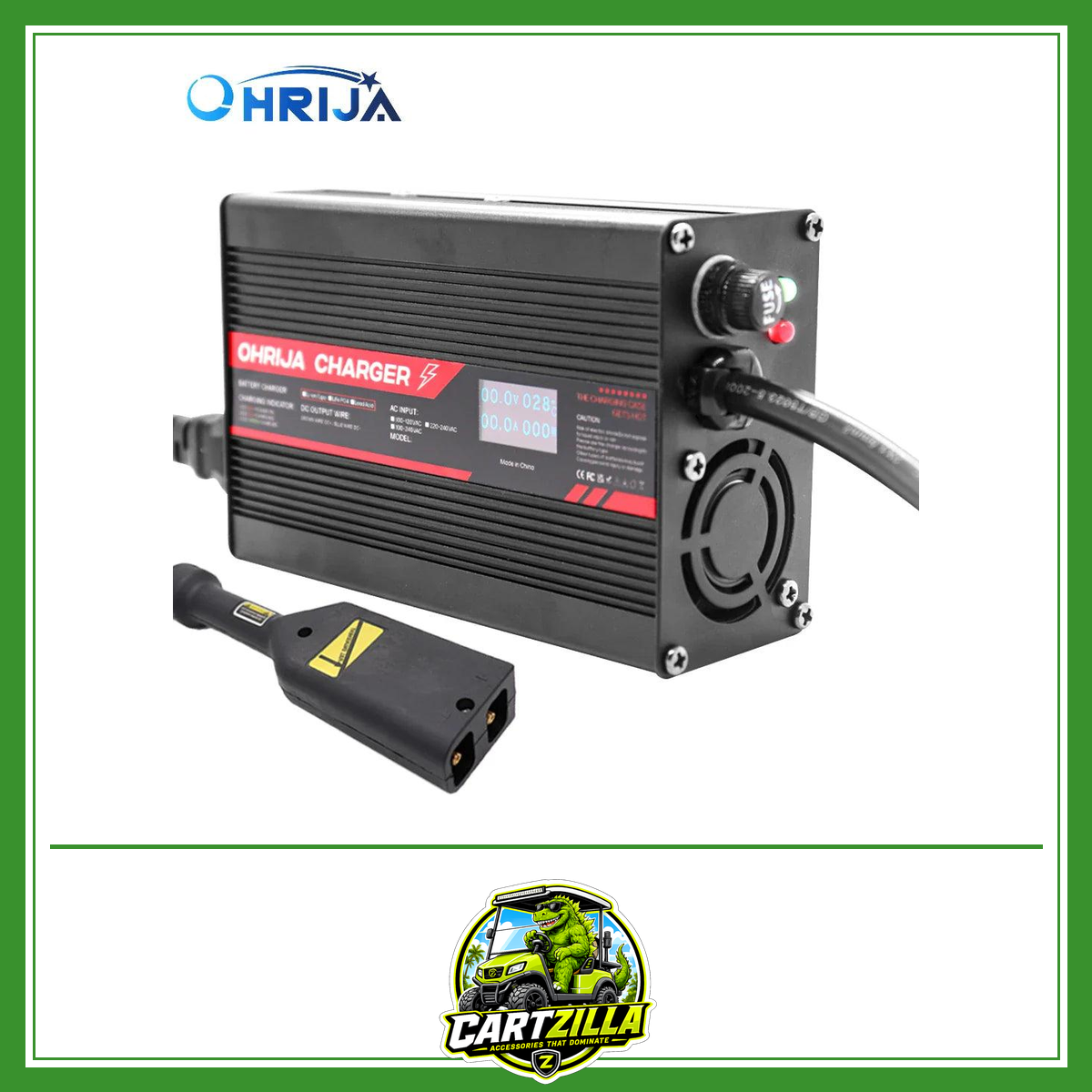 36V 5A OLED Display Charger for EZGO CLUB CAR YAMAHA 36V 41.4V Lead Acid Battery AGM Golf Cart TXT RXV LCD Smart Aluminum Case-Cartzilla LLC