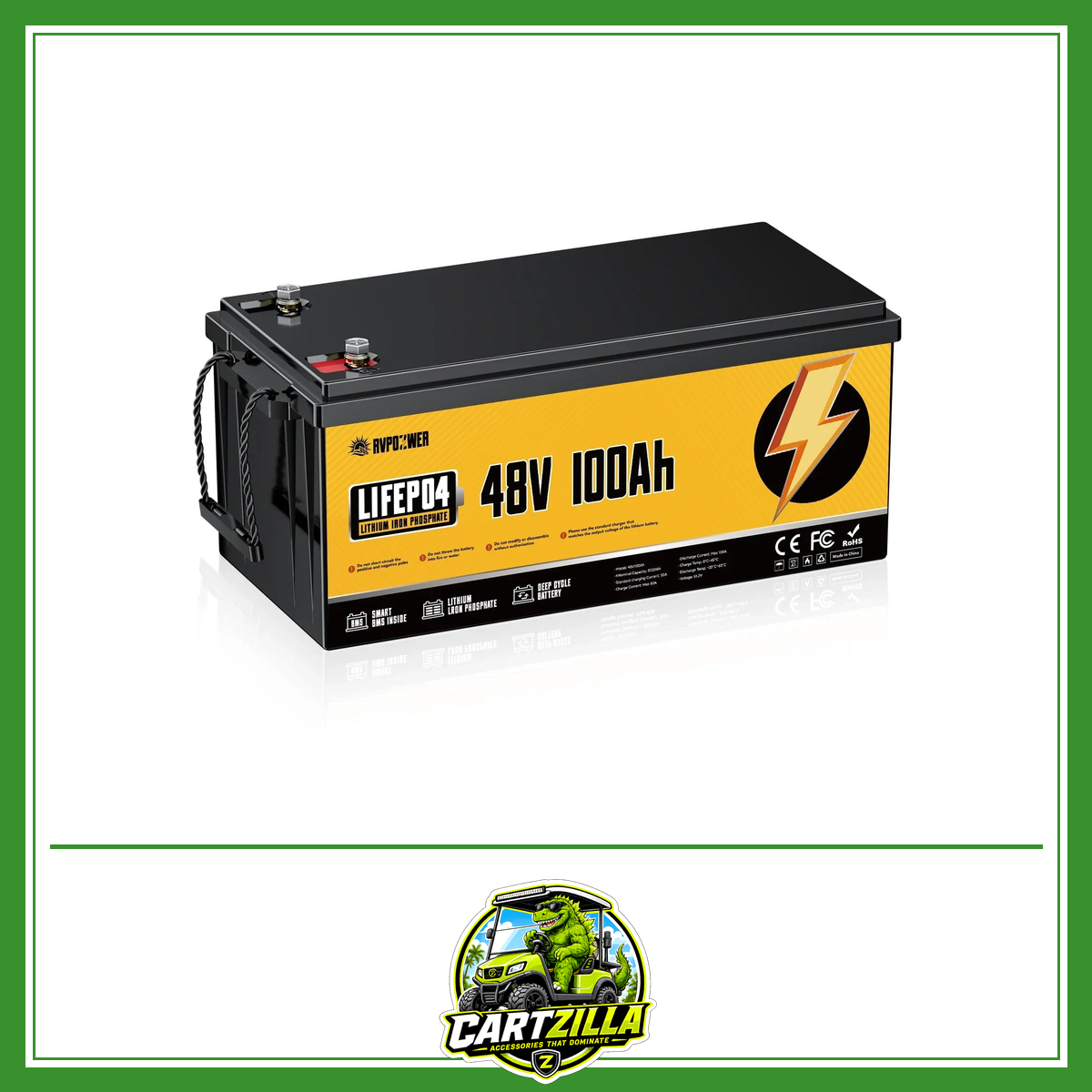 48V 100Ah LiFePO4 Lithium Golf Cart Battery-Cartzilla LLC