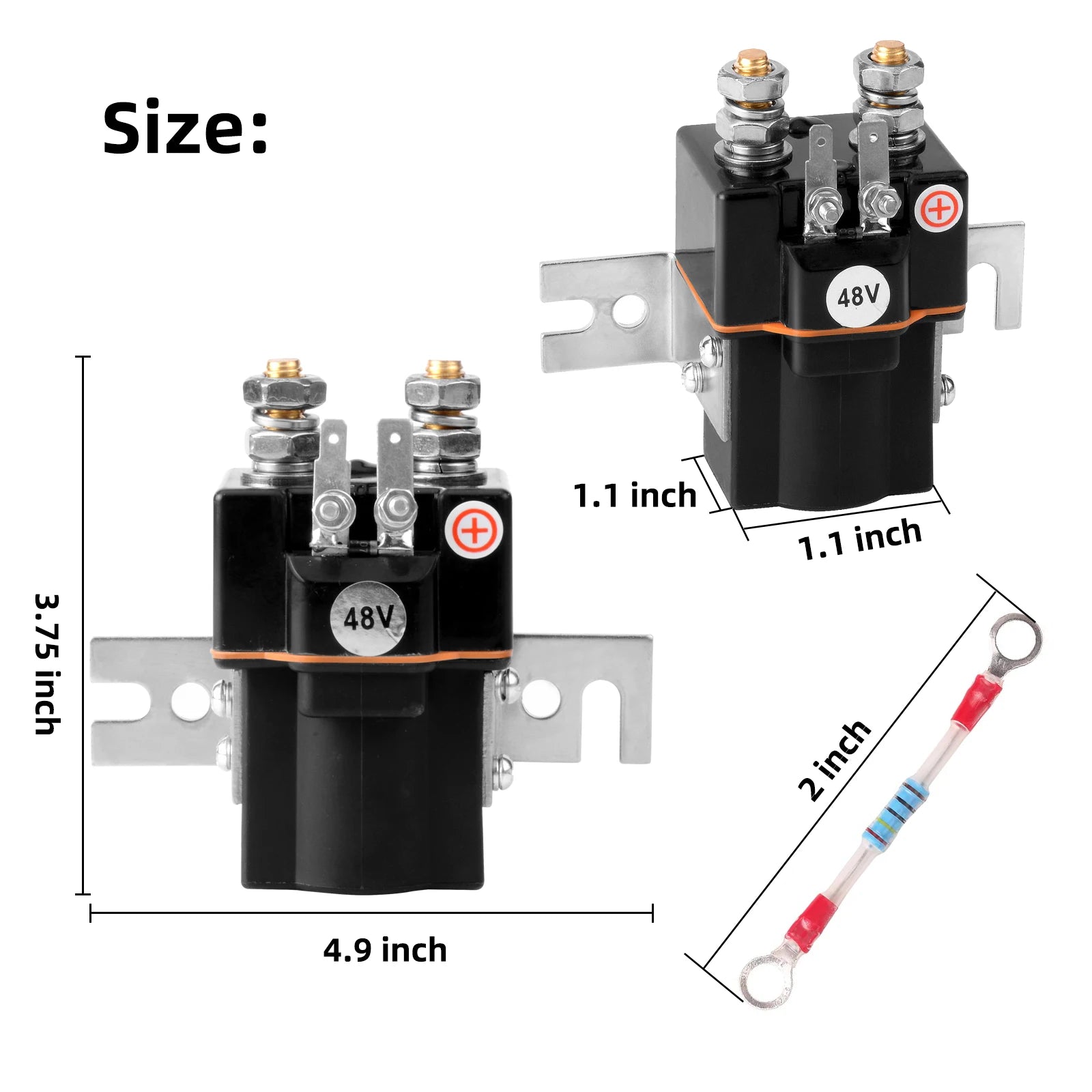 48V Solenoid with Resistor Assembly Fit | Club Car | 48V-Cartzilla Golf Cart Parts &amp; Accessories