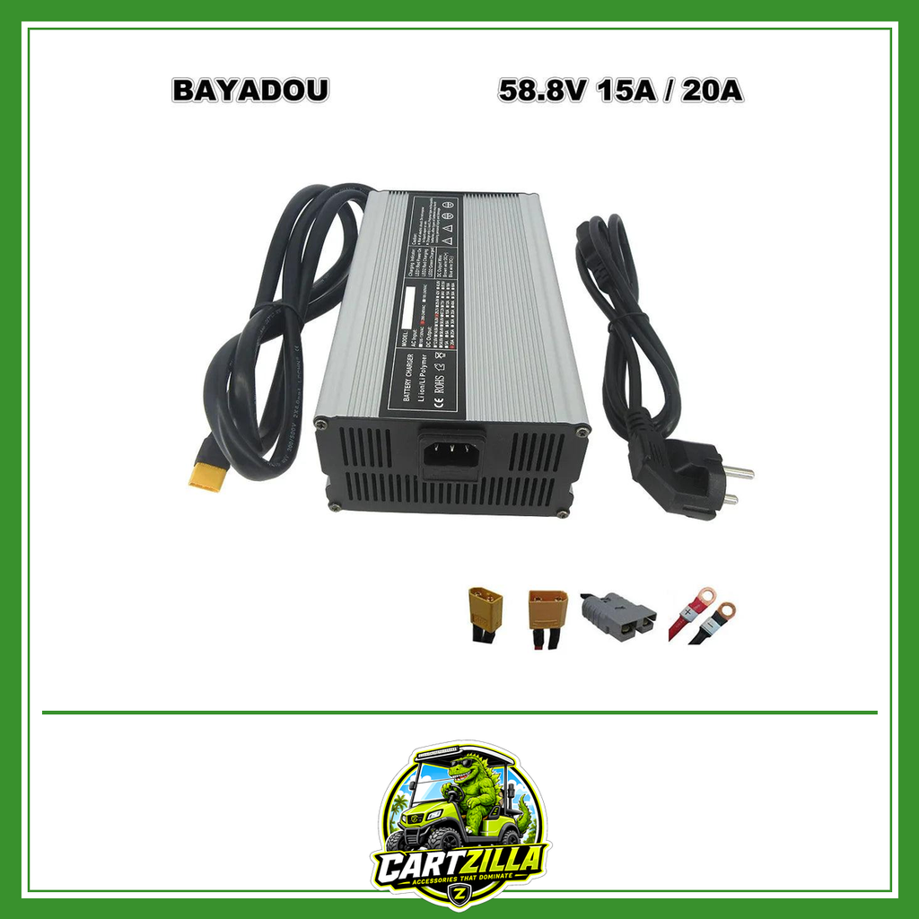 58.8V 15A 20A Lithium Fast Charger 900W 52V 14S Li-ion Forklift Sweeper RV Golf Cart Battery Charger SB50 XT60 XT90 Connector-Cartzilla LLC