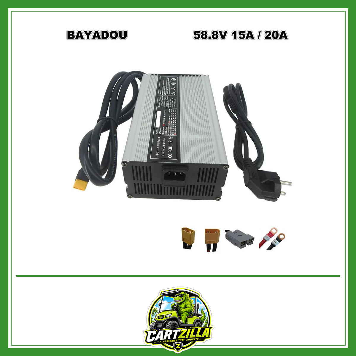 58.8V 15A 20A Lithium Fast Charger 900W 52V 14S Li-ion Forklift Sweeper RV Golf Cart Battery Charger SB50 XT60 XT90 Connector-Cartzilla LLC