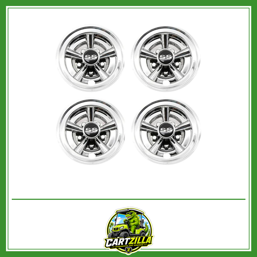 8" 5-Spoke Stainless Steel Golf Cart Wheel Covers – Fits EZGO, Club Car & Yamaha-Cartzilla LLC