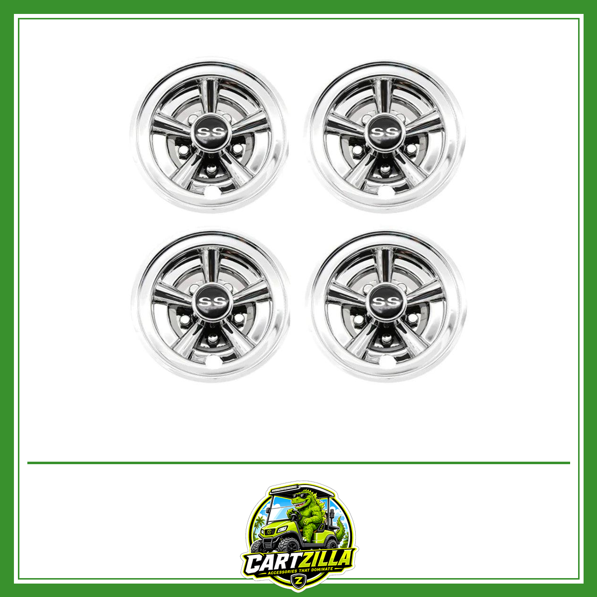8" 5-Spoke Stainless Steel Golf Cart Wheel Covers – Fits EZGO, Club Car & Yamaha-Cartzilla LLC