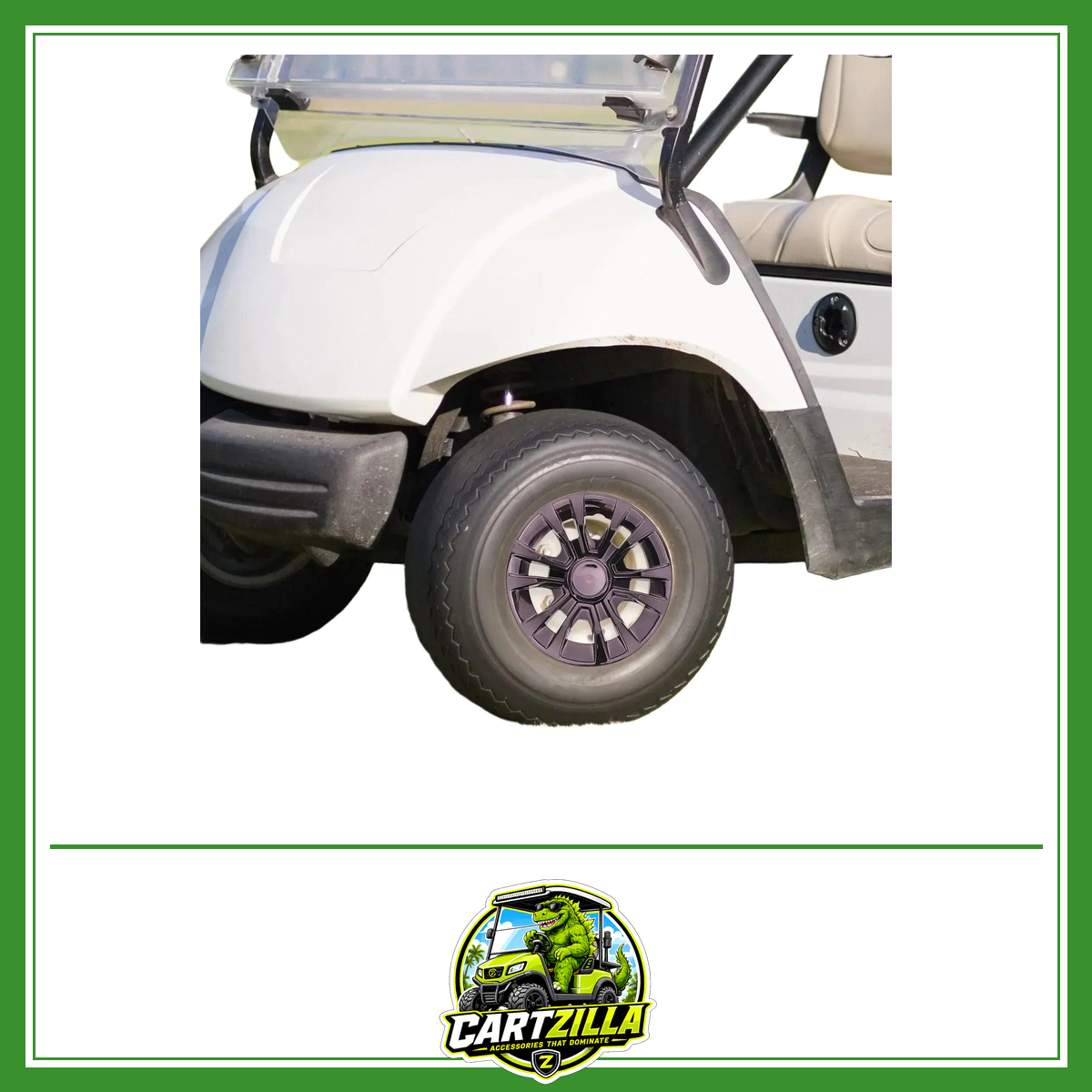 8" Black Golf Cart Wheel Hub Caps – Weather Resistant Trim Cover (Single)-Cartzilla LLC