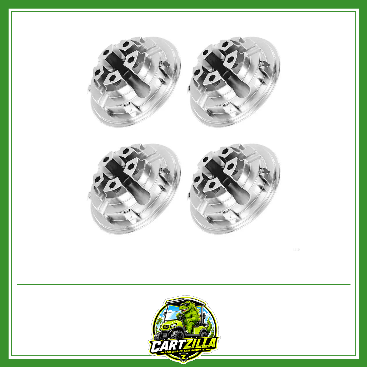 8" Golf Cart Hub Caps – Lightweight Silver & Black Wheel Covers (Set of 4)-Cartzilla LLC