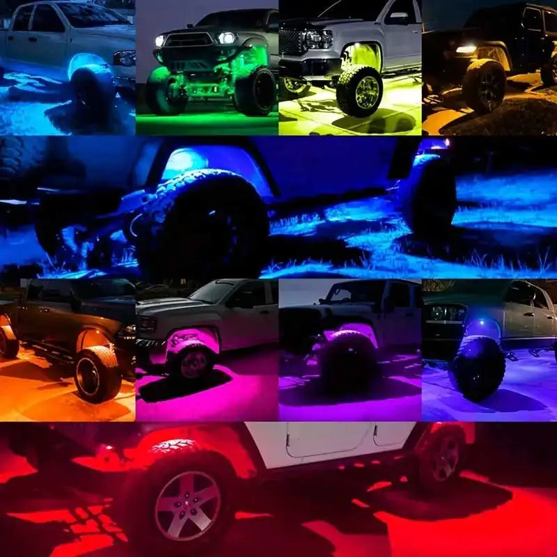 8 Pods Metal Alloy Upgraded LED Rock Lights And 8 Pods Alloy R+ LED Rock Lights For Golf Carts Trucks Cars SUV ATV