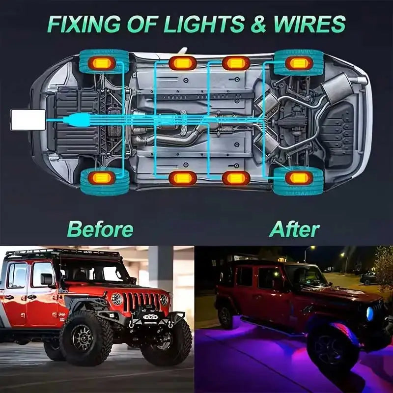 8 Pods Metal Alloy Upgraded LED Rock Lights And 8 Pods Alloy R+ LED Rock Lights For Golf Carts Trucks Cars SUV ATV