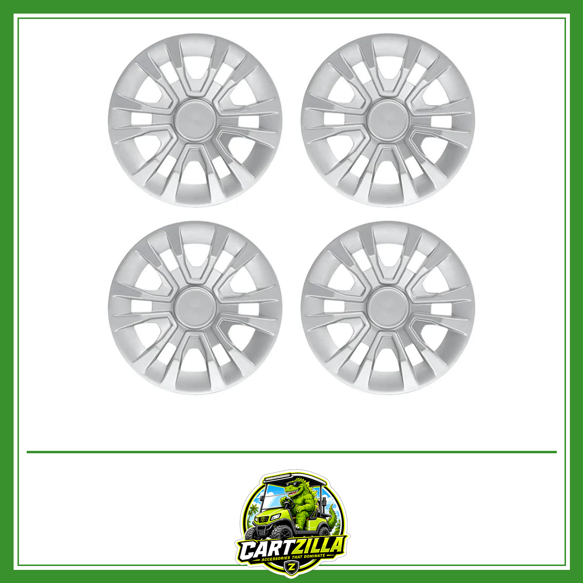 8" Silver Golf Cart Hubcaps – Universal Fit for Club Car, EZGO & Yamaha (Set of 4)-Cartzilla LLC
