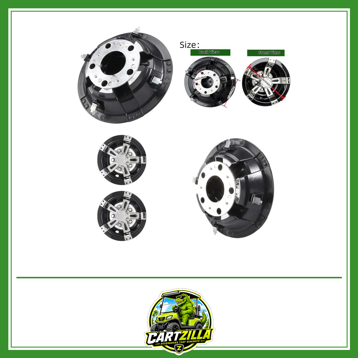 9.3" Weatherproof Golf Cart Hub Caps – Quick Install ABS Wheel Covers (Set of 2)-Cartzilla LLC