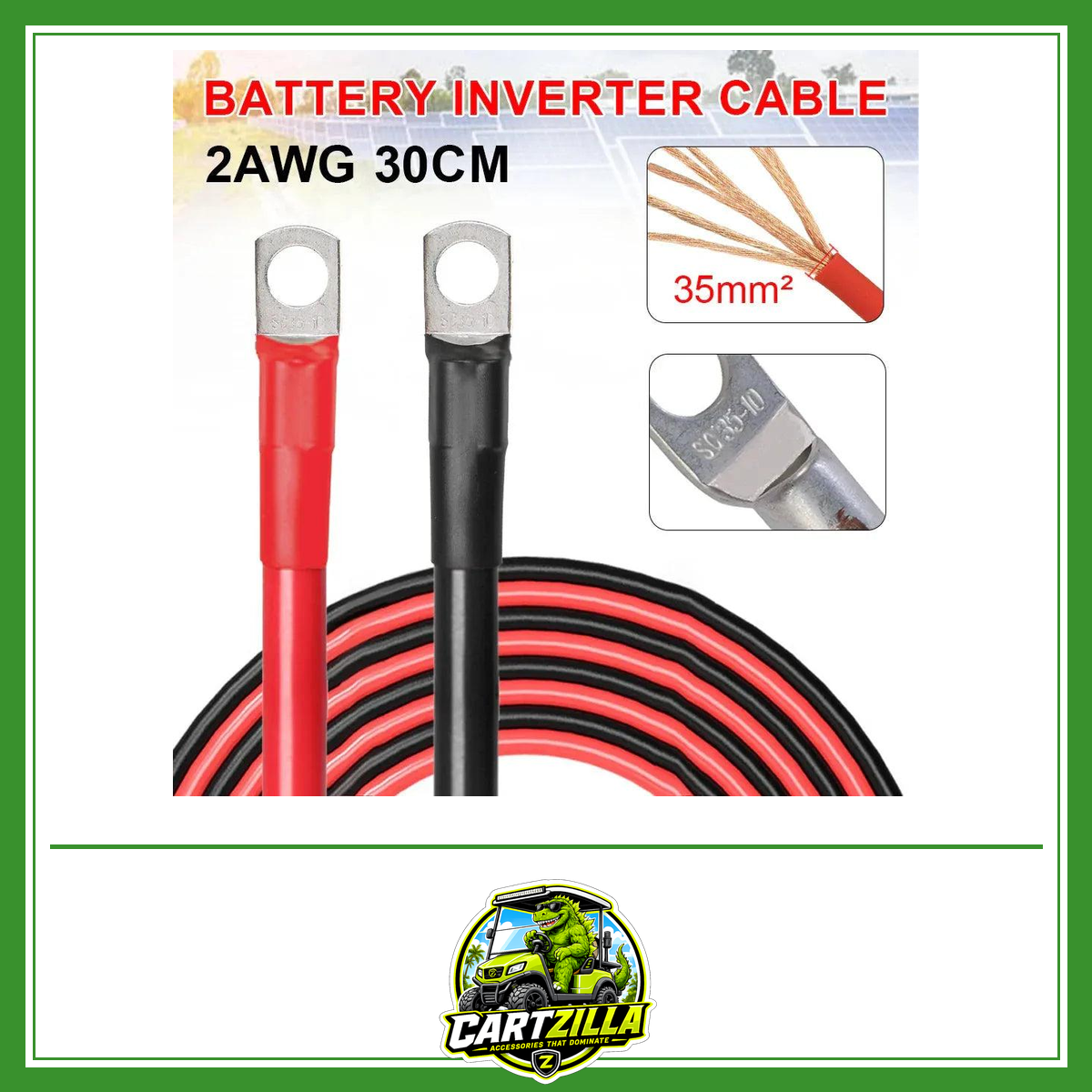 A Pair Of Red Black 30m 2AWG Battery Inverter Cable Set Cable With Terminals Copper Wire Connector For Car RV Marine Inverter-Cartzilla LLC