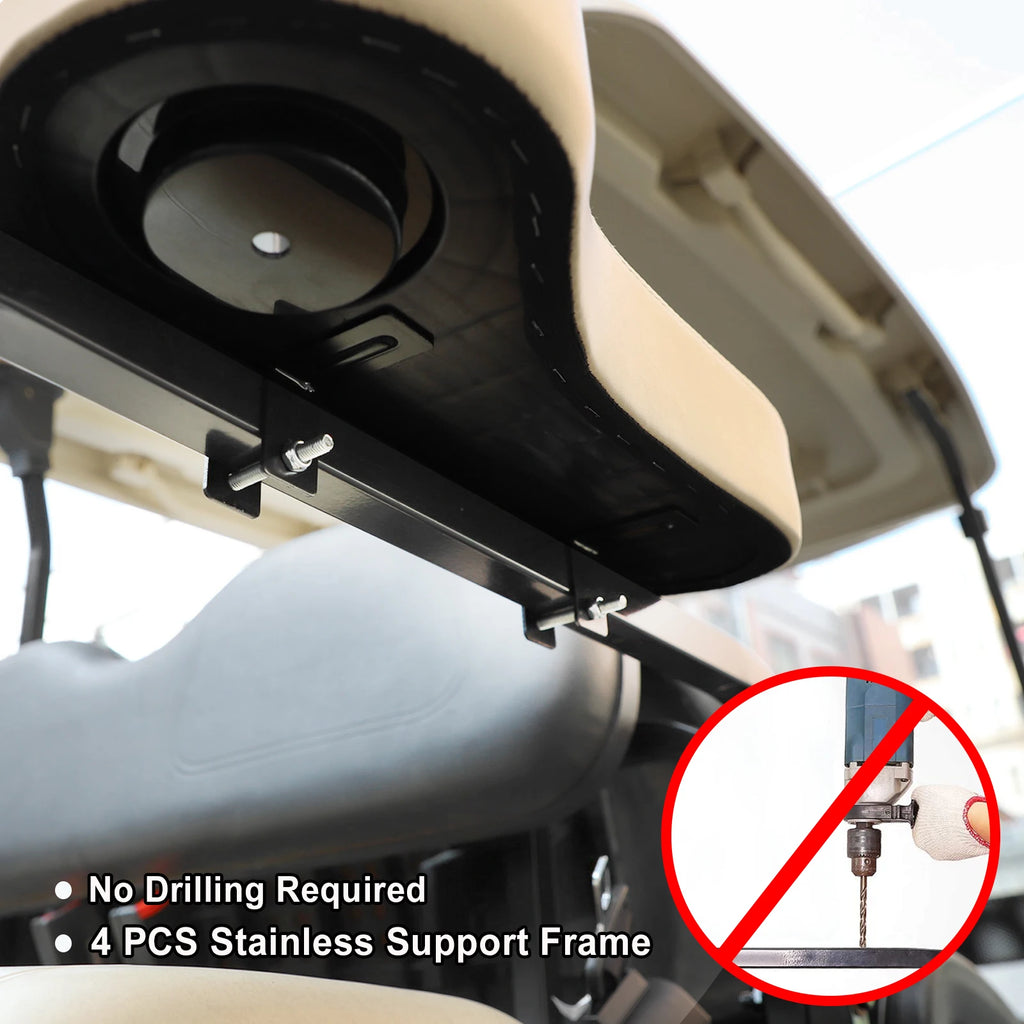 Armrest with Cup Holder Compatible with EZGO Club Car Yamaha - Upgrade Support Frame/No Drilling Required-Beige | EZGO-Cartzilla Golf Cart Parts &amp; Accessories