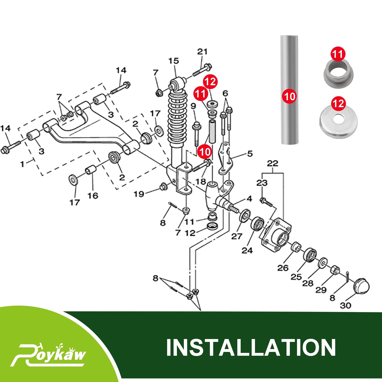 Bushing Kingpin Kit Fit | Yamaha G22-G29-Cartzilla Golf Cart Parts &amp; Accessories