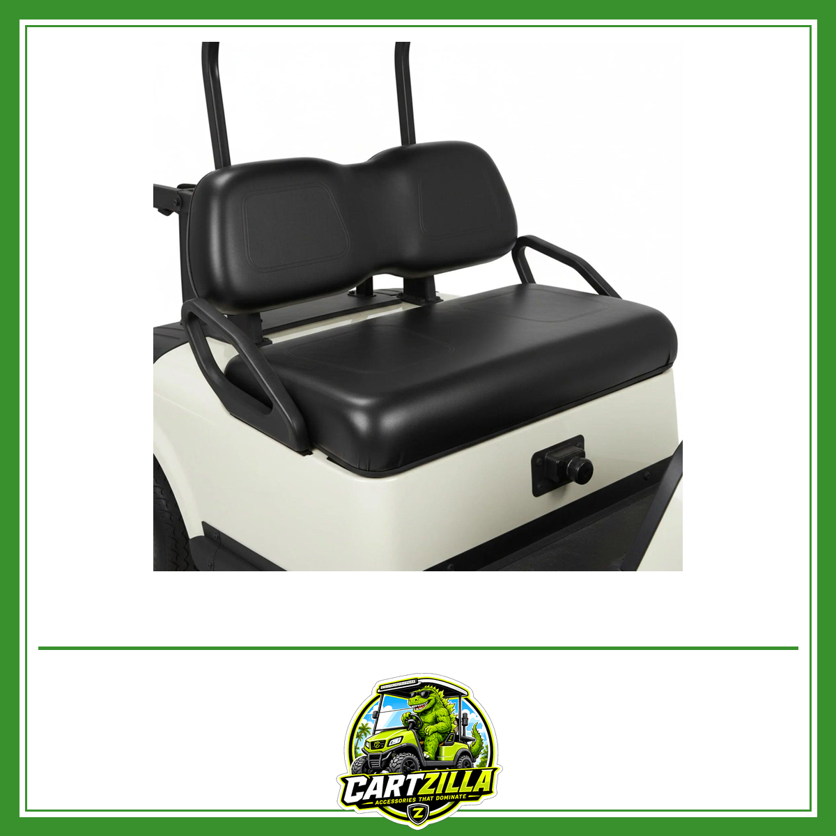 Club Car DS Front Seat Cushion Set – Black PU Leather Bottom & Backrest Kit (2000.5 & Up)-Cartzilla LLC