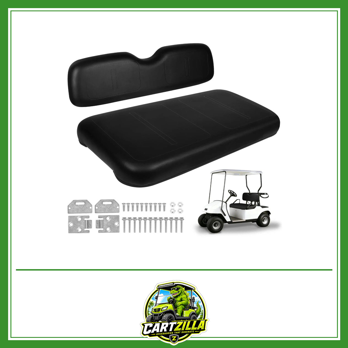 EZGO Medalist TXT Front Seat Cushion Replacement – PU Leather Bottom & Backrest Kit (1994–2013)-Cartzilla LLC