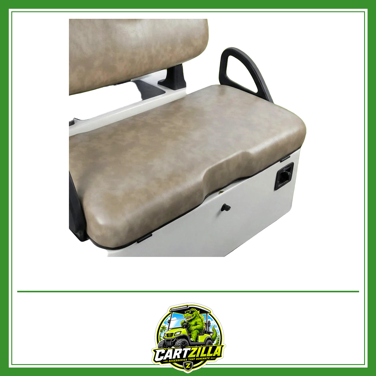 EZGO RXV Front Seat Bottom Cushion Assembly – Beige PU Leather with Mounting Hardware (2008 & Up)-Cartzilla LLC
