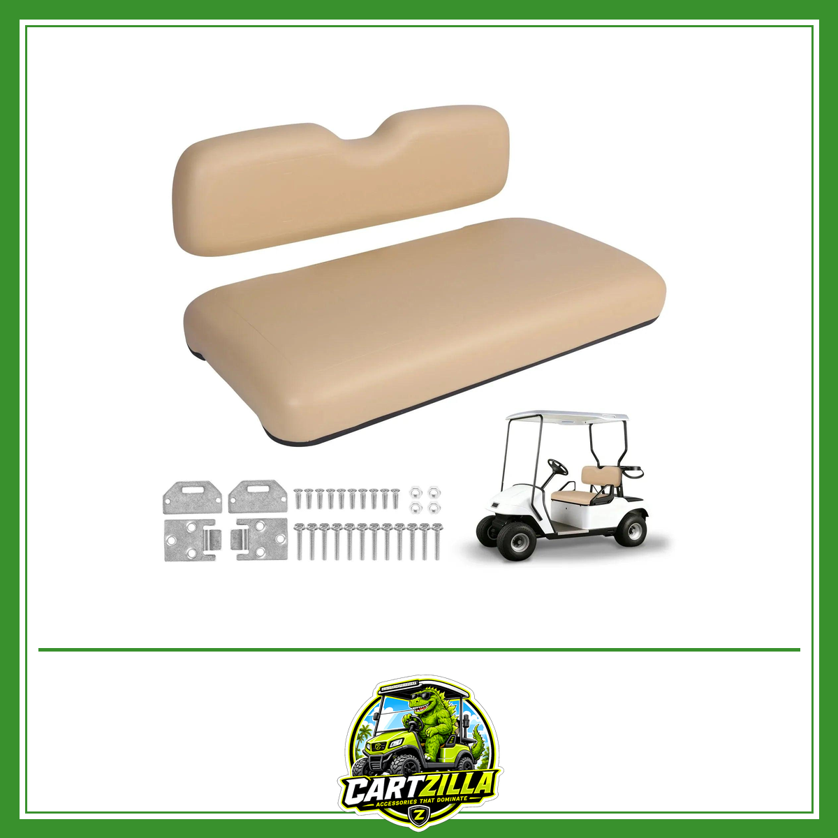 EZGO TXT Medalist Front Seat Cushion Assembly – Waterproof PU Leather Kit, Beige (1994–2013)-Cartzilla LLC