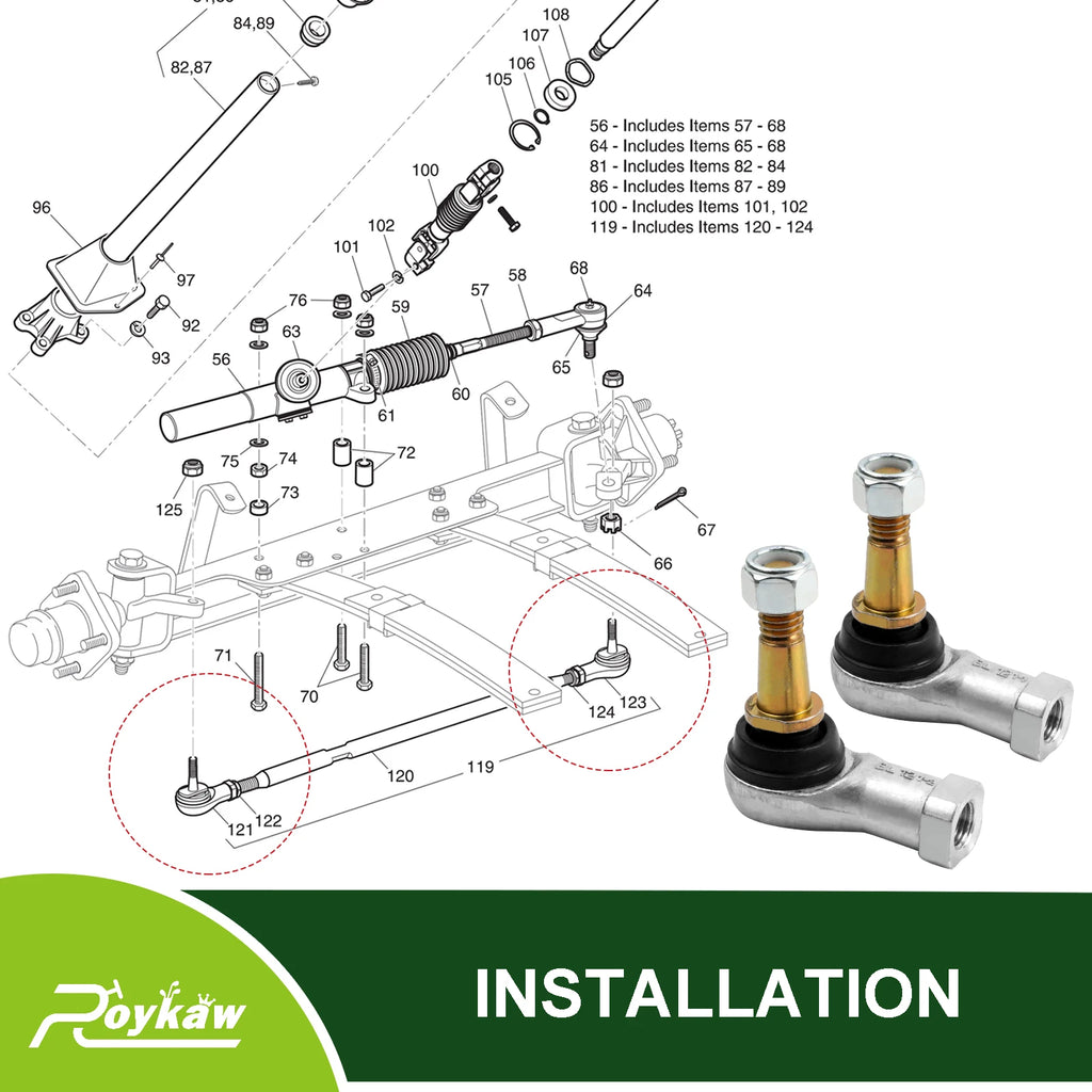 EZGO Tie Rod Ends Ball Joint Right & Left Threads Kit | EZGO-Cartzilla Golf Cart Parts &amp; Accessories