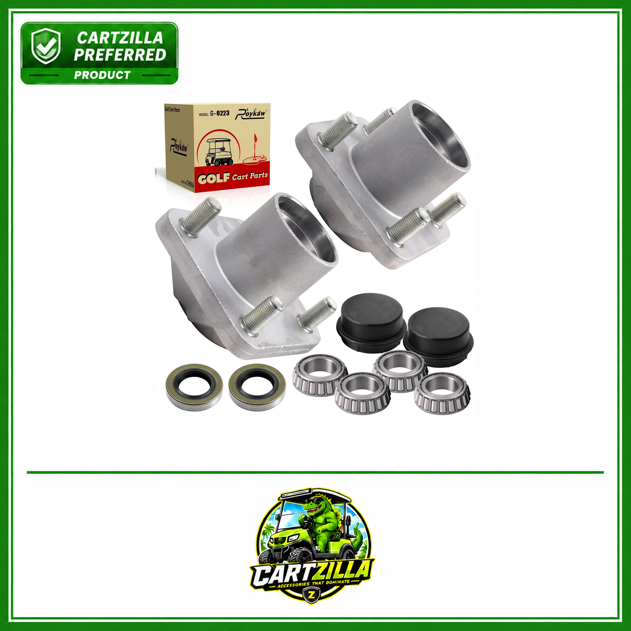 Front Wheel Hub Bearing Assembly w/Dust Caps/Oil Seals/Bearings | EZGO-Cartzilla Golf Cart Parts &amp; Accessories