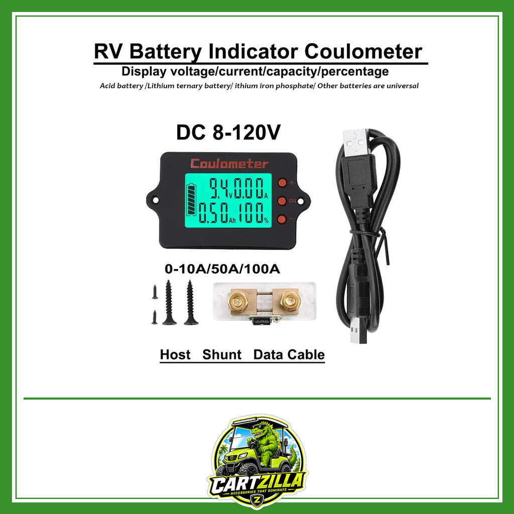 Golf Cart Battery Indicator Coulometer & Voltmeter-Cartzilla LLC