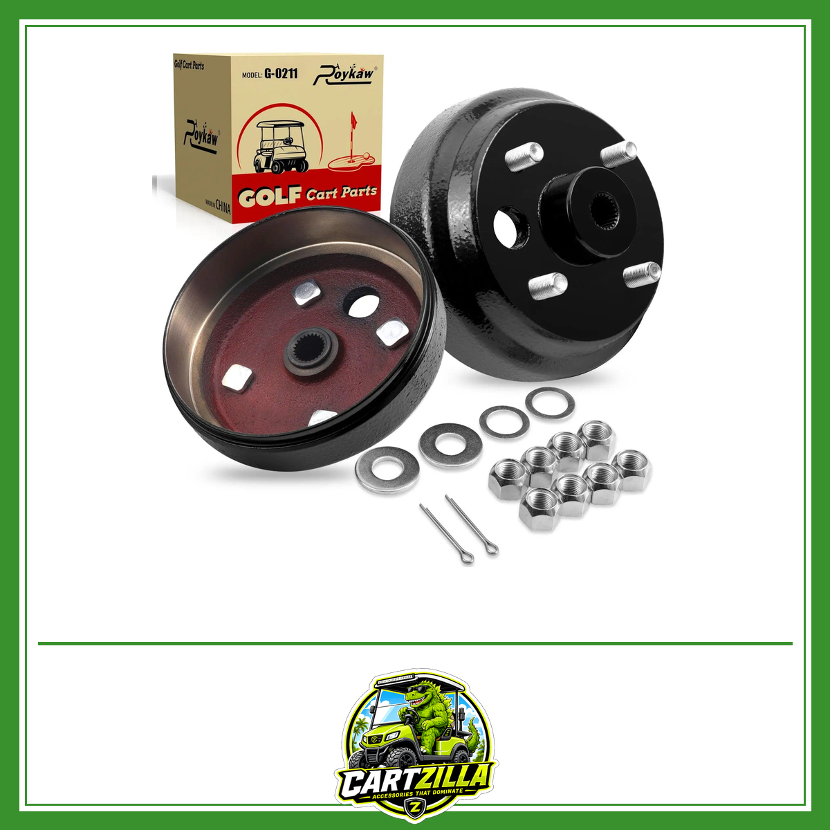 Golf Cart Brake Drum Hub Assembly for EZGO TXT 1982-up 2 Cycle G&E OEM# 19186-G1P 17082-G2 17298-G1-Brake Drum-Cartzilla LLC