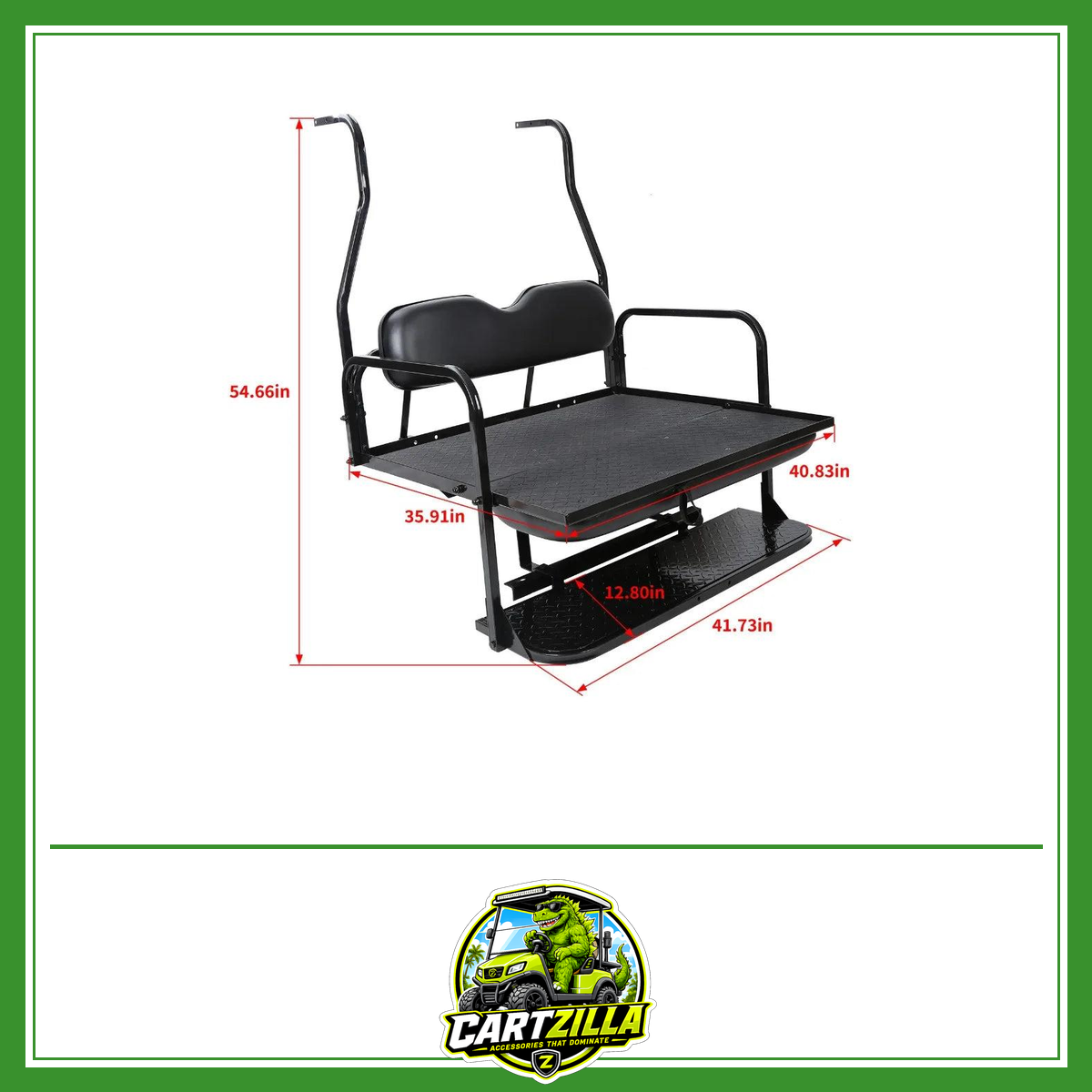 Golf Cart Flip Rear Seat Kit with Roof Supports-Cartzilla LLC