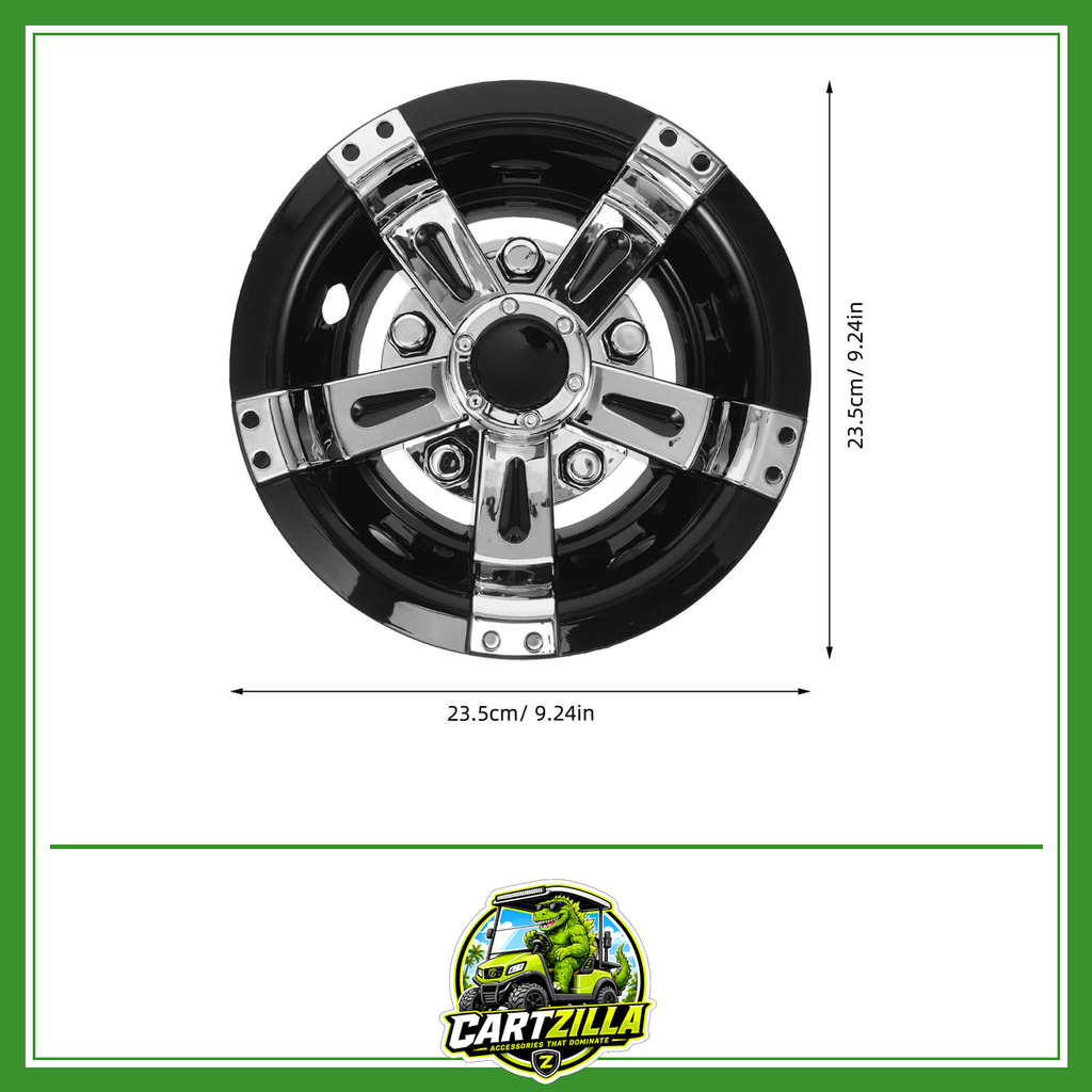 Golf Cart Wheel Hub Cover Hub Cover 8 Inch Decorative Rim Cap Universal Fit Plastic Material Black White Plating-Cartzilla LLC