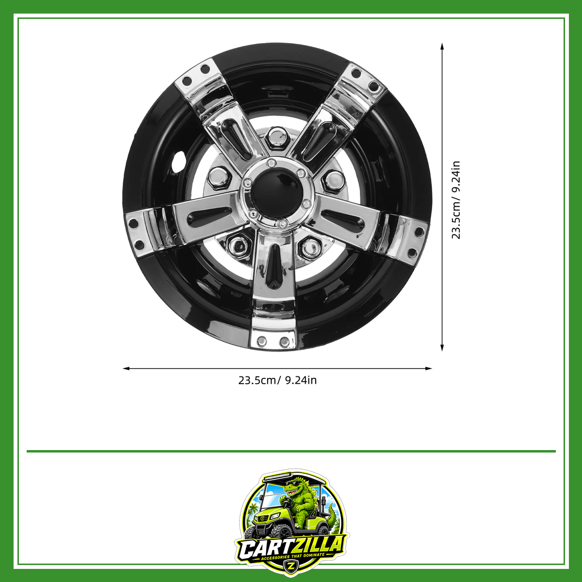 Golf Cart Wheel Hub Cover Hub Cover 8 Inch Decorative Rim Cap Universal Fit Plastic Material Black White Plating-Cartzilla LLC