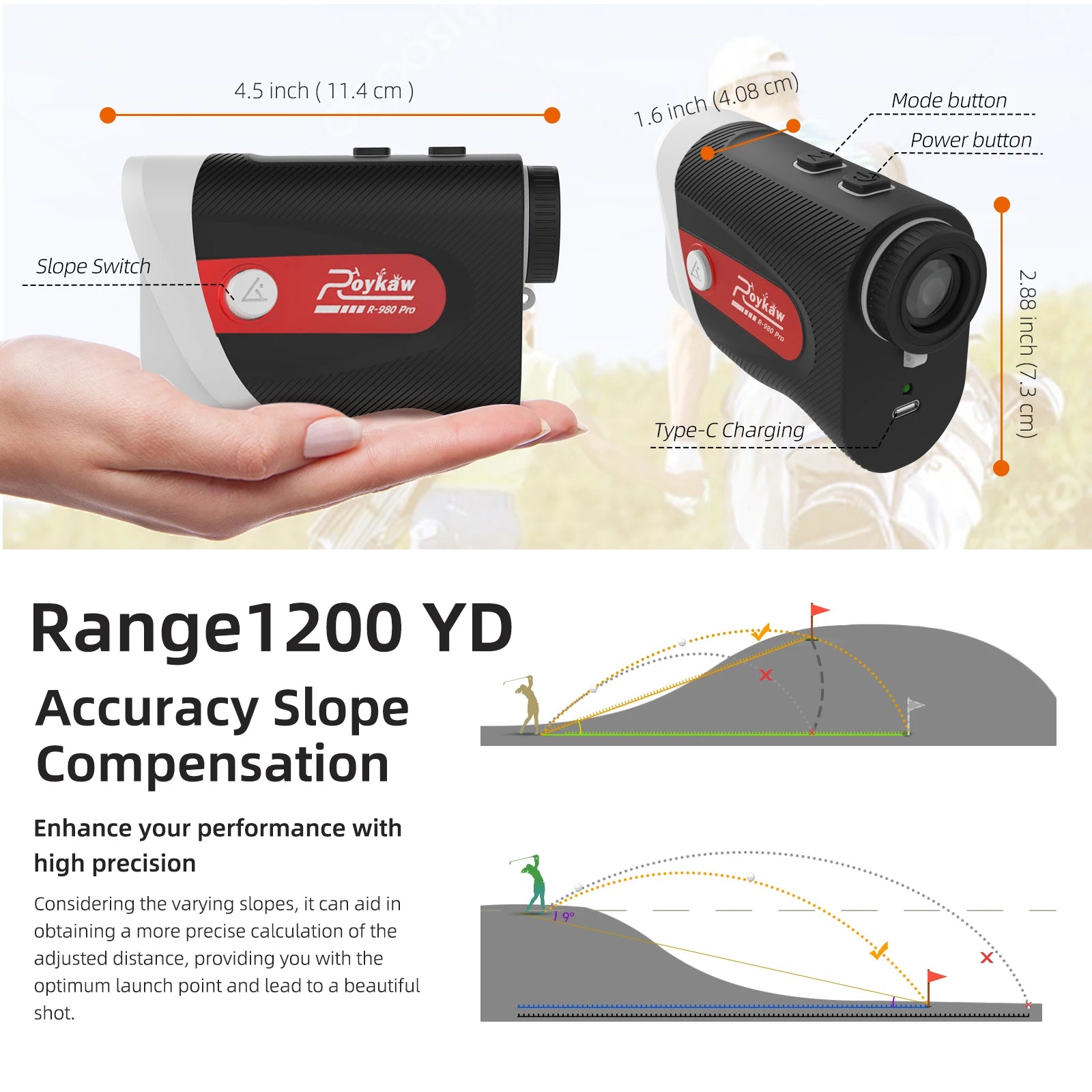 Golf Rangefinder with Slope | 1200 Yards | 7X-Cartzilla Golf Cart Parts &amp; Accessories