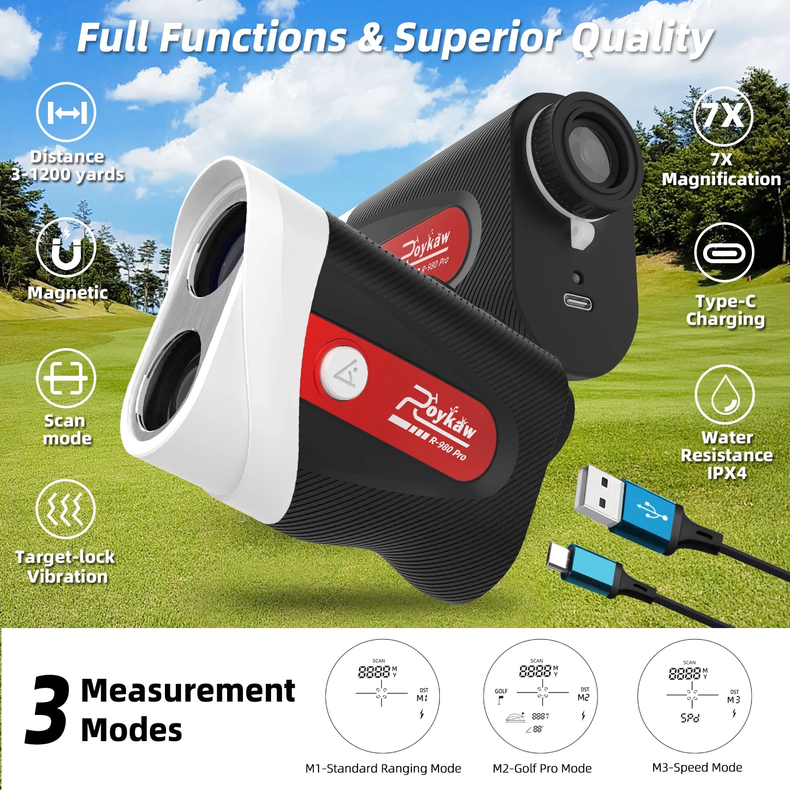 Golf Rangefinder with Slope | 1200 Yards | 7X-Cartzilla Golf Cart Parts &amp; Accessories