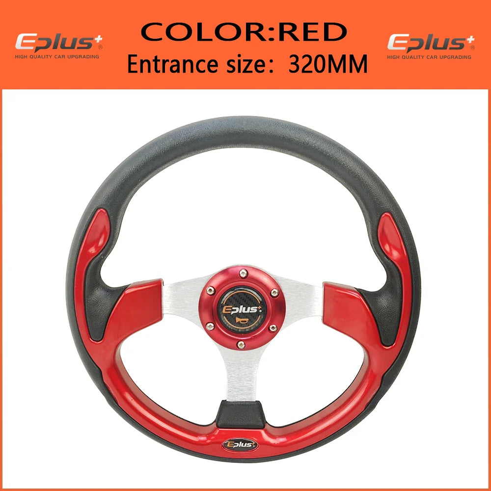 13 Inch 320MM Sport Racing Steering Wheel for Golf Cart – Aluminum PU – 4 Colors