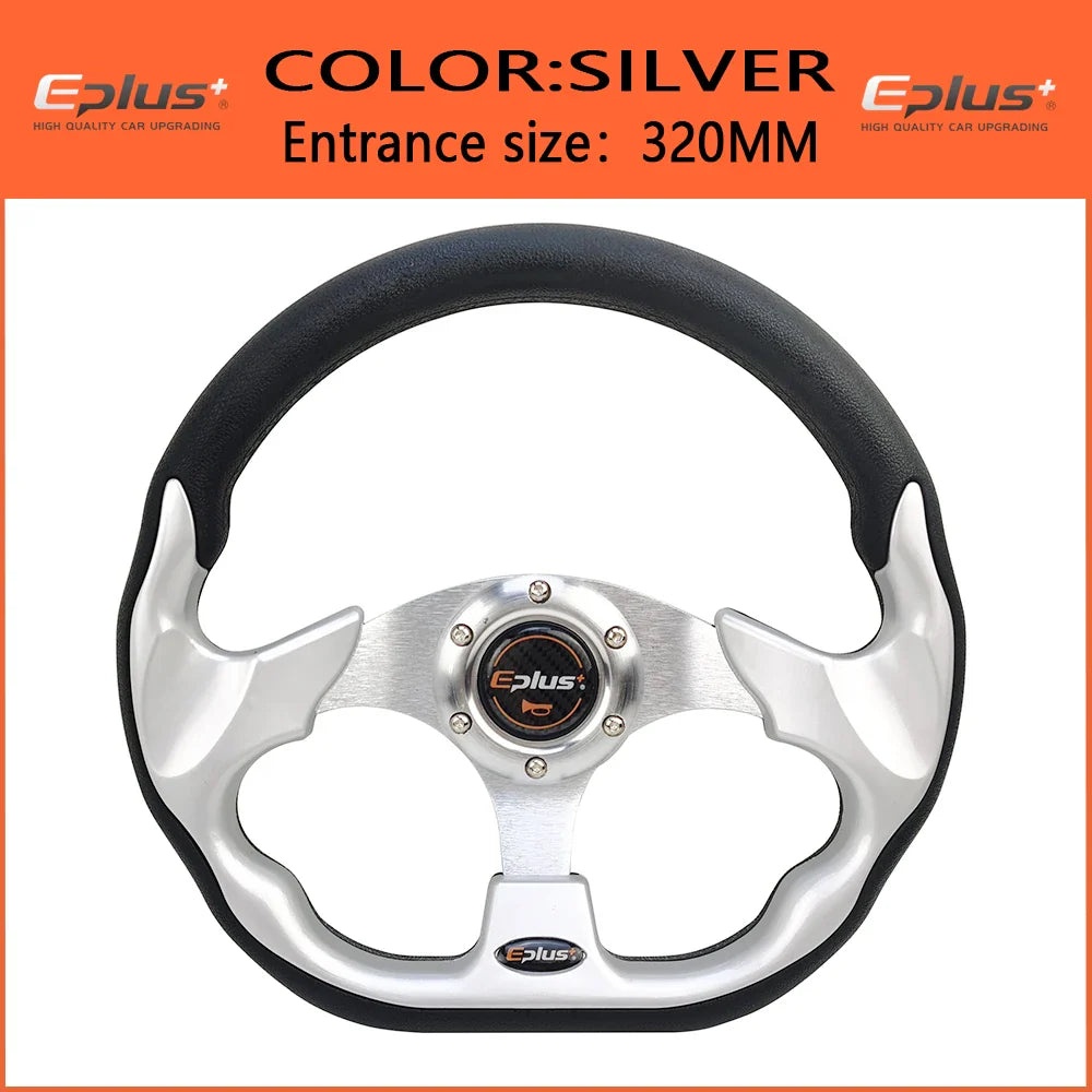 13 Inch 320MM Sport Racing Steering Wheel for Golf Cart – Aluminum PU – 4 Colors