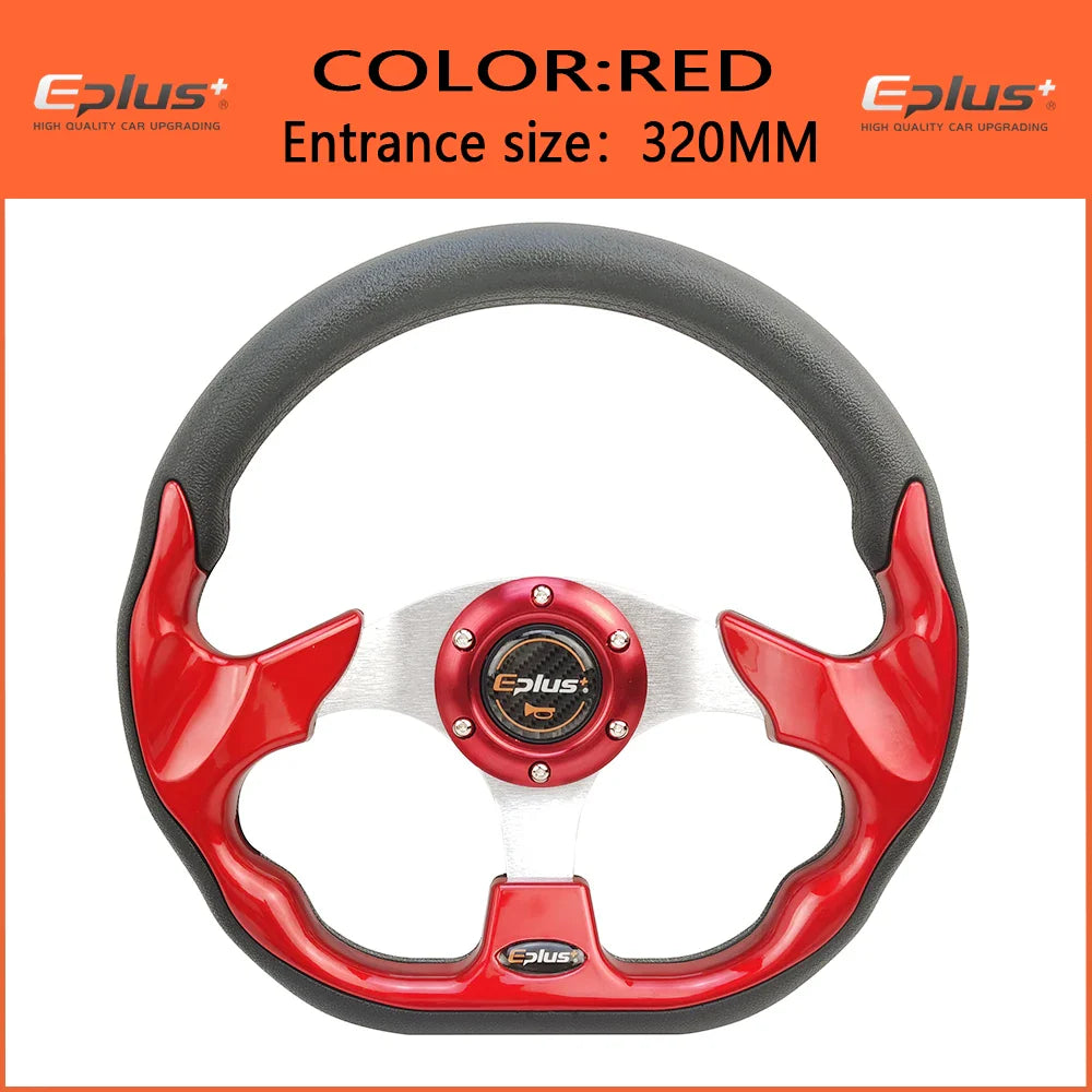 13 Inch 320MM Sport Racing Steering Wheel for Golf Cart – Aluminum PU – 4 Colors