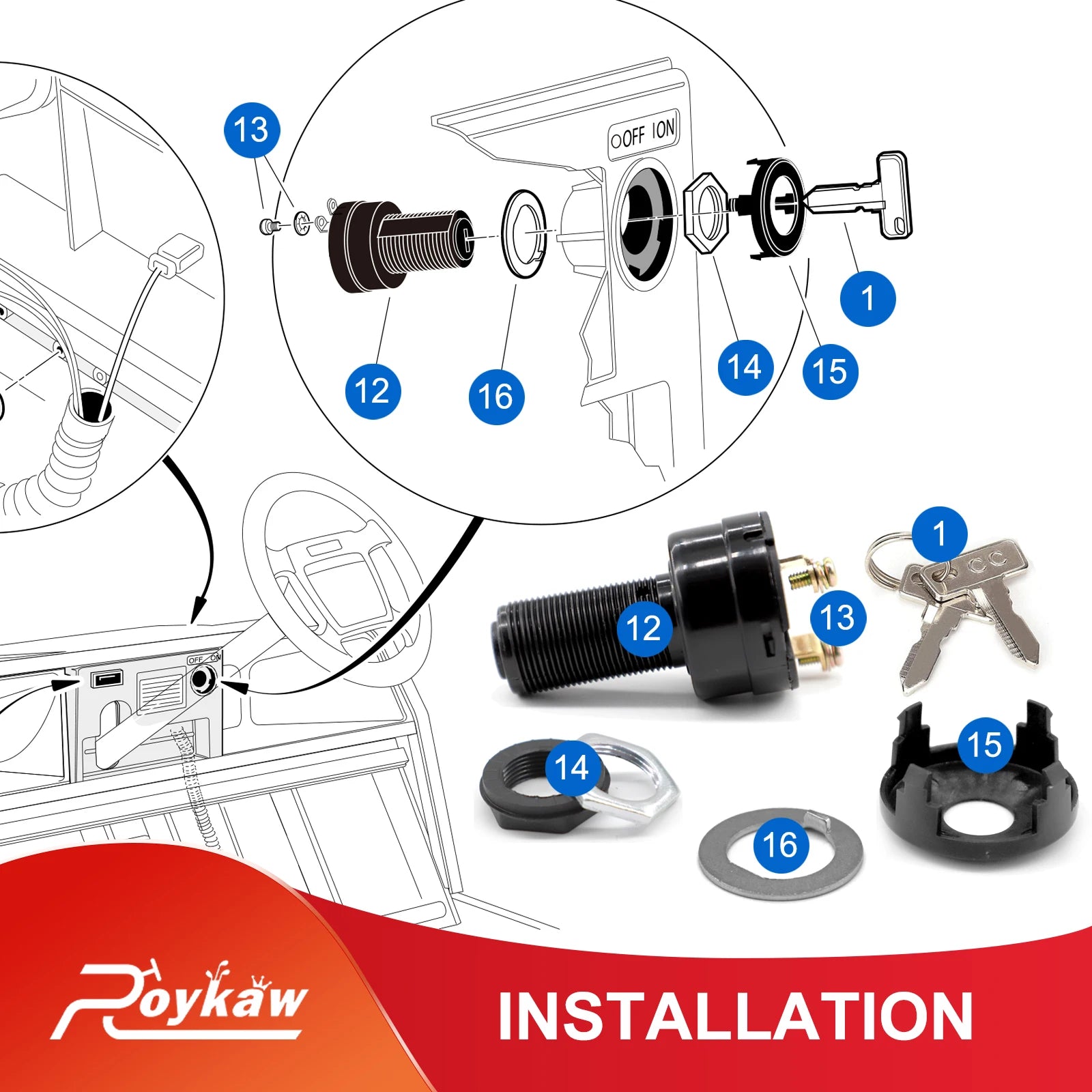 Ignition Key Switch Starter Switch | Club Car-Cartzilla Golf Cart Parts &amp; Accessories