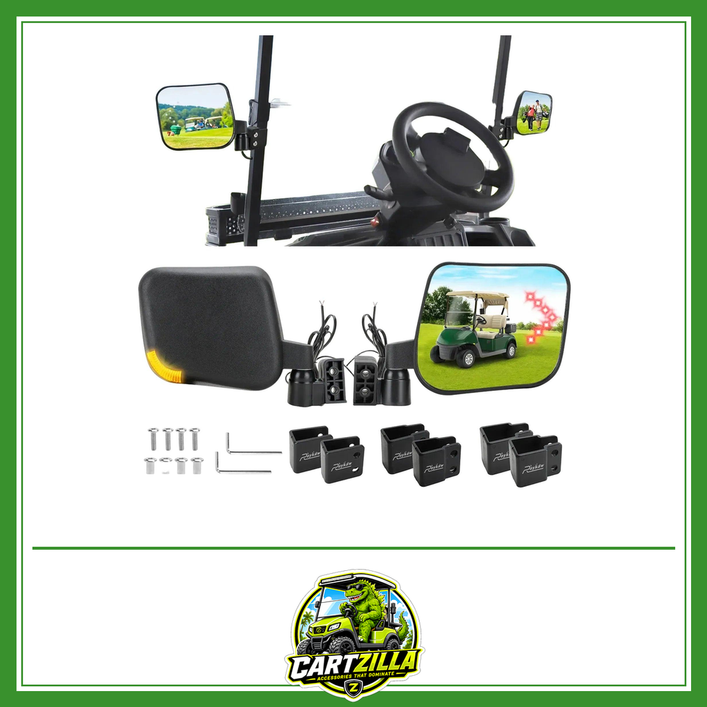 LED Turn Signal Folding Golf Cart Side Mirrors for EZGO/Club Car/Yamaha-Golf Cart Mirrors-Cartzilla LLC