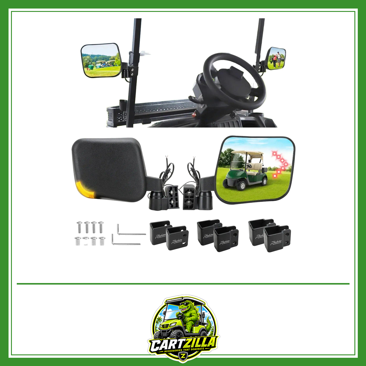 LED Turn Signal Folding Golf Cart Side Mirrors for EZGO/Club Car/Yamaha-Golf Cart Mirrors-Cartzilla LLC