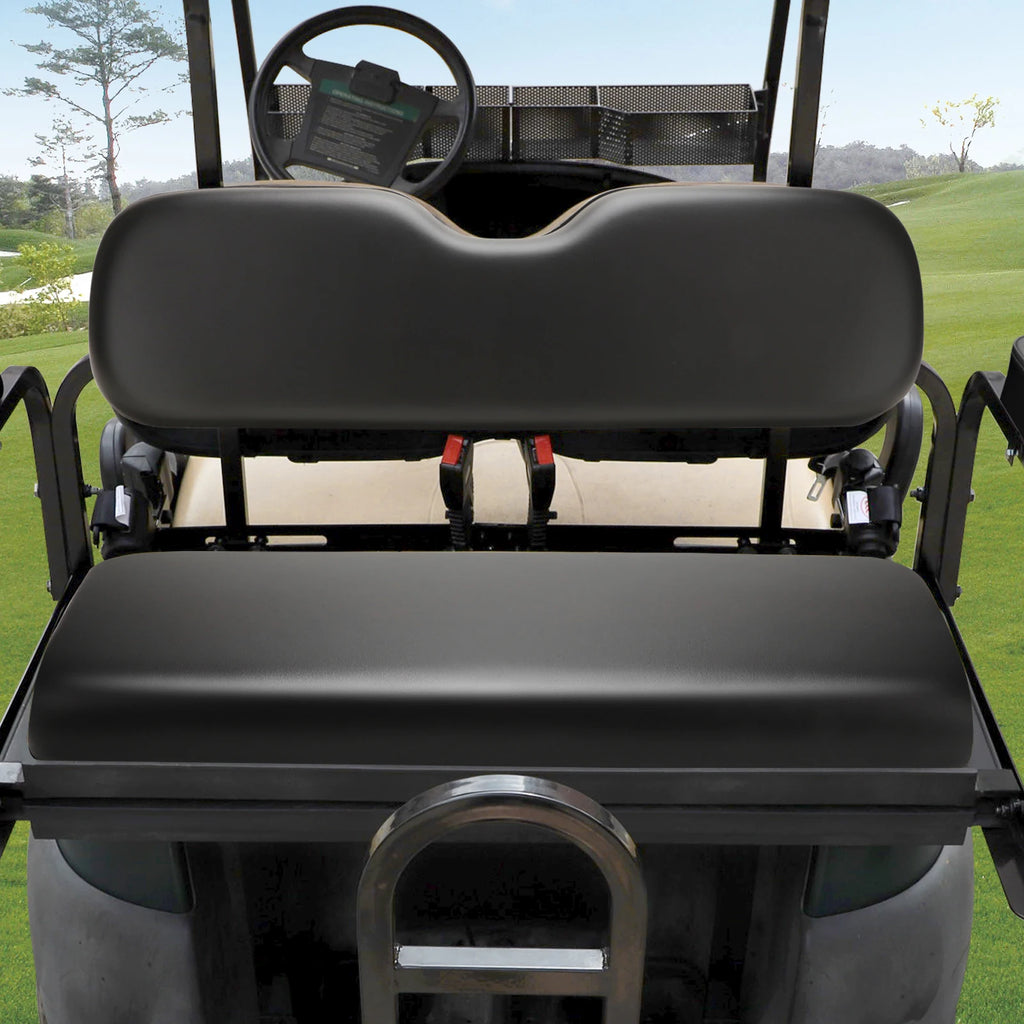 Rear Flip Seat Cushions Compatible with EZGO, Club Car, Yamaha, Include Backrest and Seat Bottom, Black/Tan | EZGO-Cartzilla Golf Cart Parts &amp; Accessories
