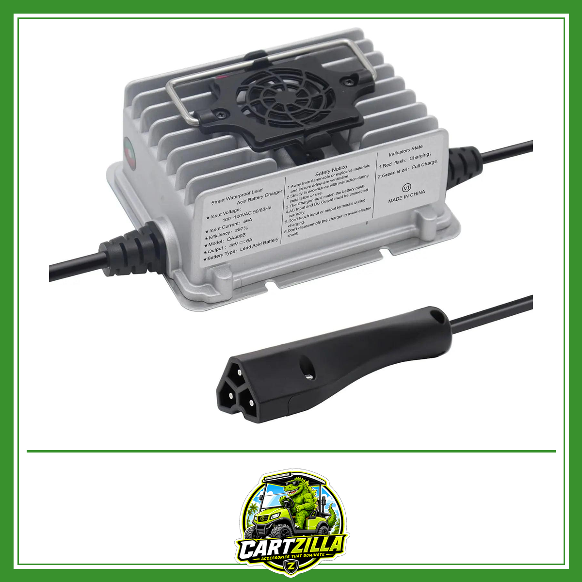 Replacment Golf Cart Battery Charger 48V 6Amp for 48 Volt Ez-Go EZgo RXV/TXT with RXV Plug 3 Prong Connector-Cartzilla LLC
