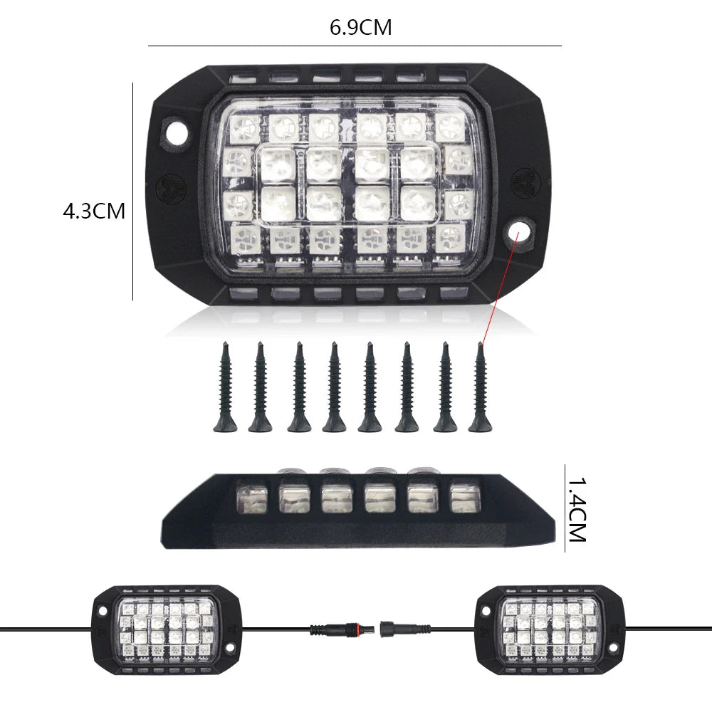 Rock Lights Remote APP Control RGB 3D Lens LED for Offroad RZR SUV ATV UTV Jeep Neon Underbody Undergolw Car Chassis