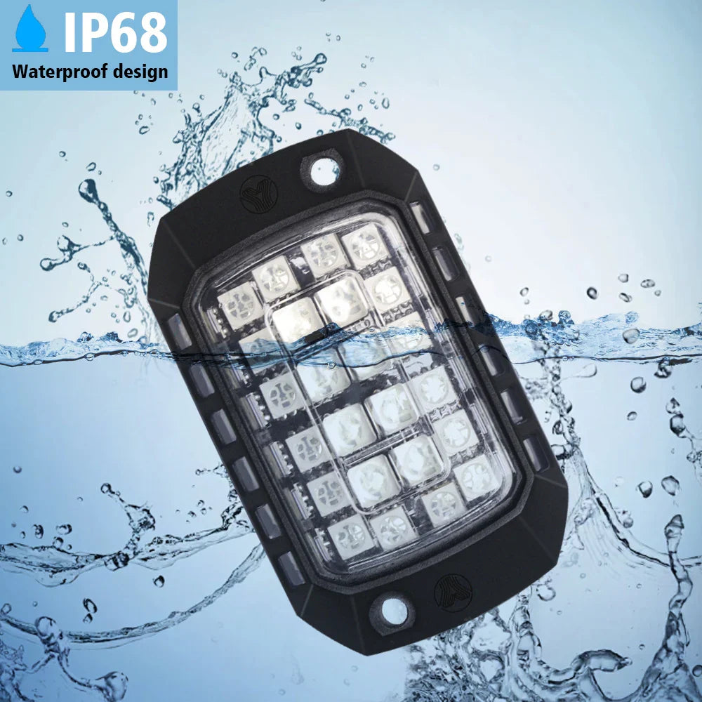 Rock Lights Remote APP Control RGB 3D Lens LED for Offroad RZR SUV ATV UTV Jeep Neon Underbody Undergolw Car Chassis