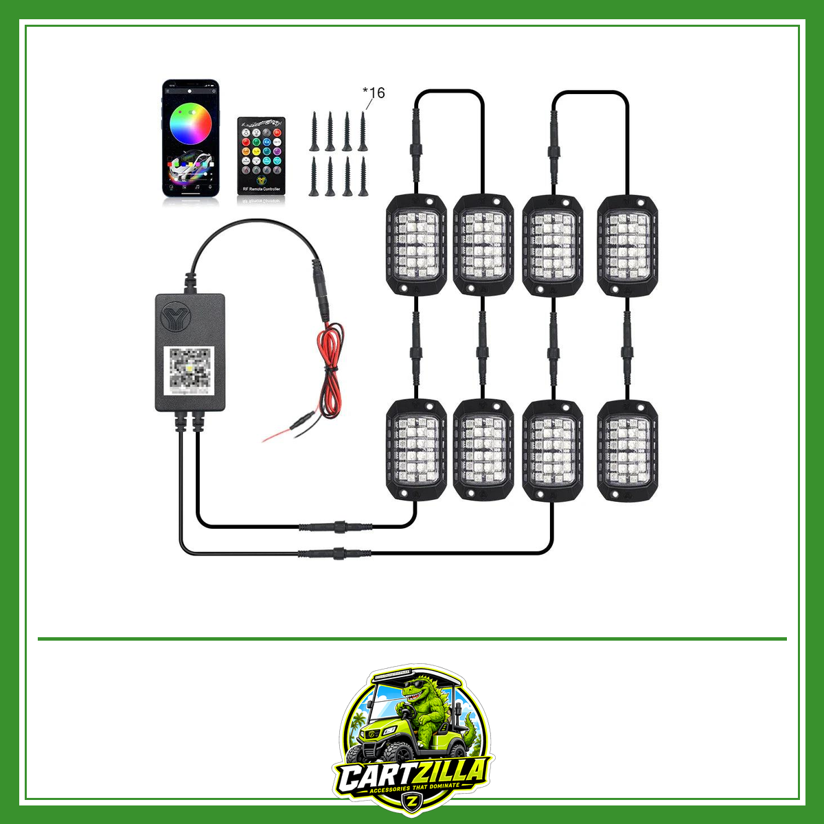 Rock Lights Remote APP Control RGB 3D Lens LED for Offroad RZR SUV ATV UTV Jeep Neon Underbody Undergolw Car Chassis Light-Cartzilla LLC