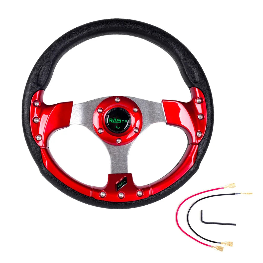 13 Inch 320mm Golf Cart Steering Wheel – PU Leather, Universal 5/6 Hole