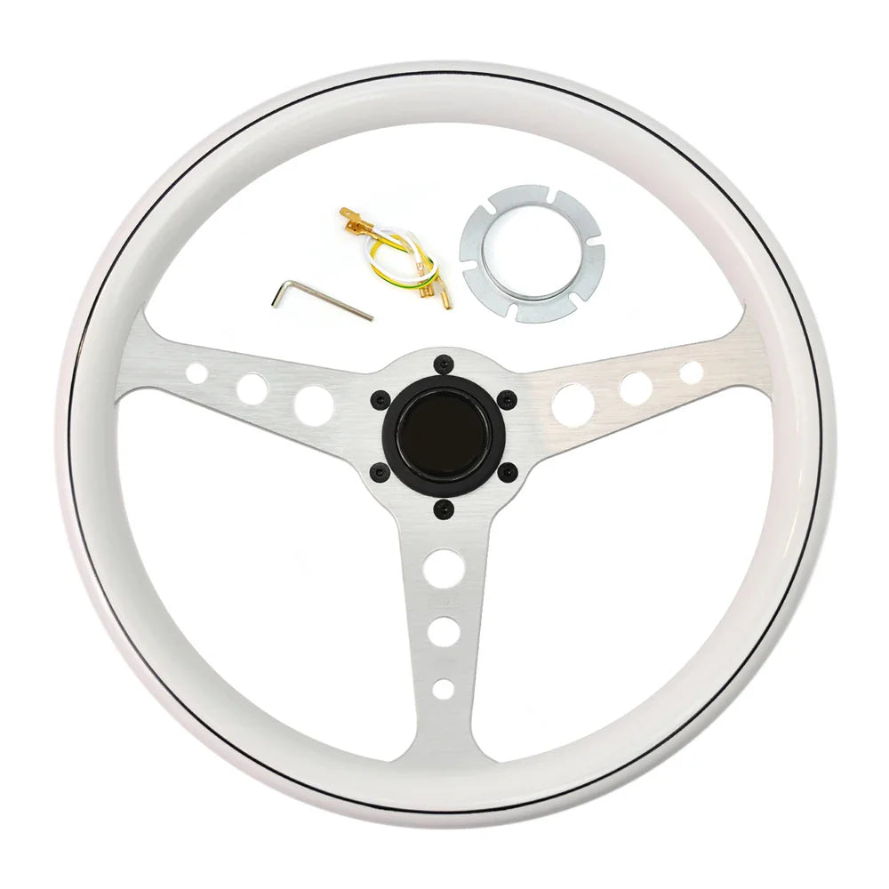 14 Inch 345mm Retro Wood Grain Sport Steering Wheel – Drift Racing with Anti-Slip Bracket